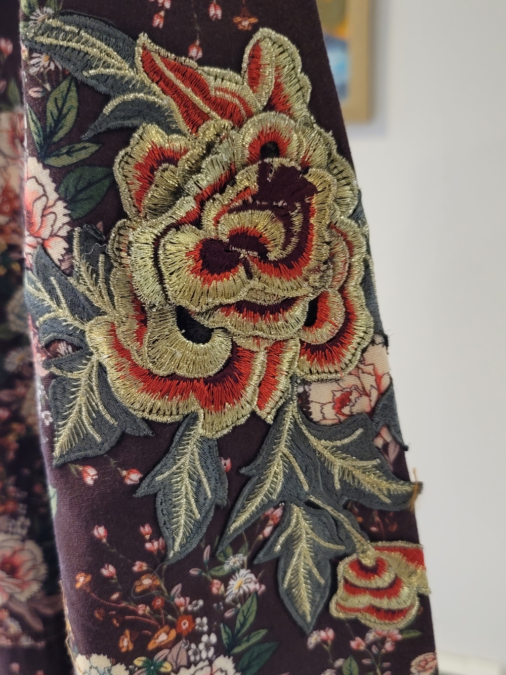 ARATTA Vintage Style Burgundy Floral Coat Boho Women's Size XL - Picture 5 of 10